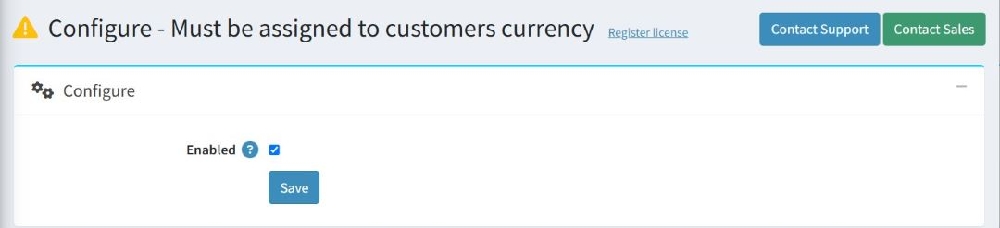 discount on customers currency configure page